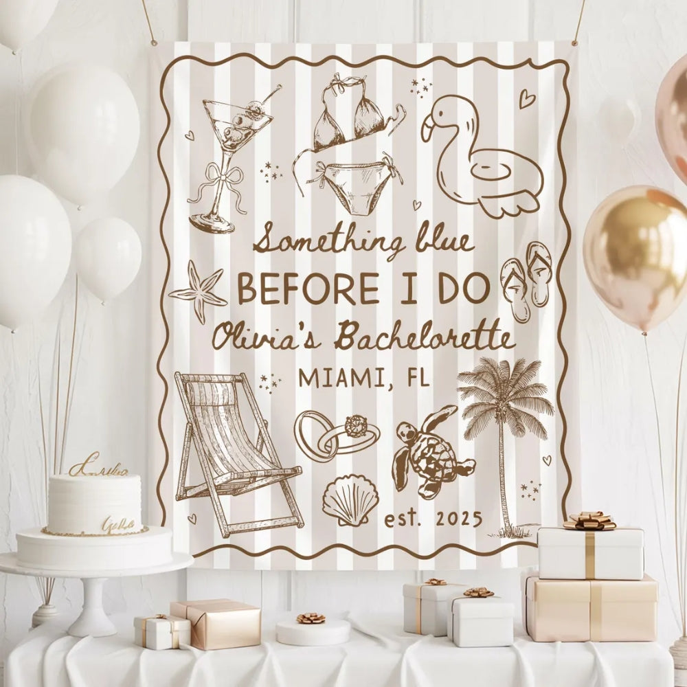 Something Blue Before I Do Custom Bachelorette Banner, Custom Beach Bachelorette Banner WD0464
