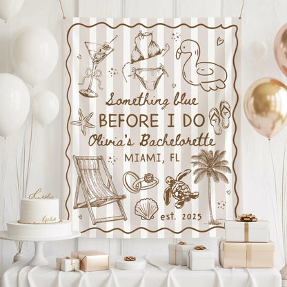 Something Blue Before I Do Custom Bachelorette Banner, Custom Beach Bachelorette Banner WD0464