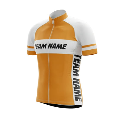 Men's Custom Yellow White Cycling Short Sleeve Jersey For Team, Custom Cycling Jerseys CG0520