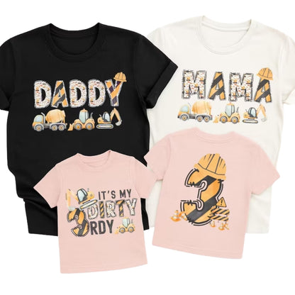 It's My Dirty 3rdy Matching Construction 3rd Birthday Family T Shirts, Tractor Third Birthday Matching Shirts For Family ET0327