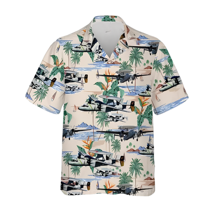 US E-2 Hawkeye Aircraft Tropical Mens Hawaiian Shirt, Military Airplane Hawaiian Shirt HE0798