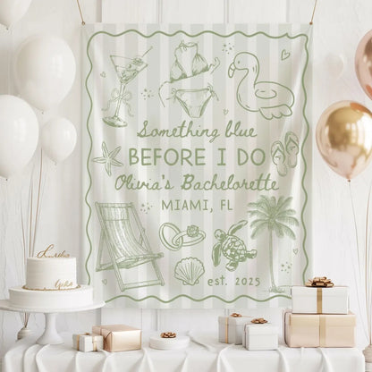 Something Blue Before I Do Custom Bachelorette Banner, Custom Beach Bachelorette Banner WD0464
