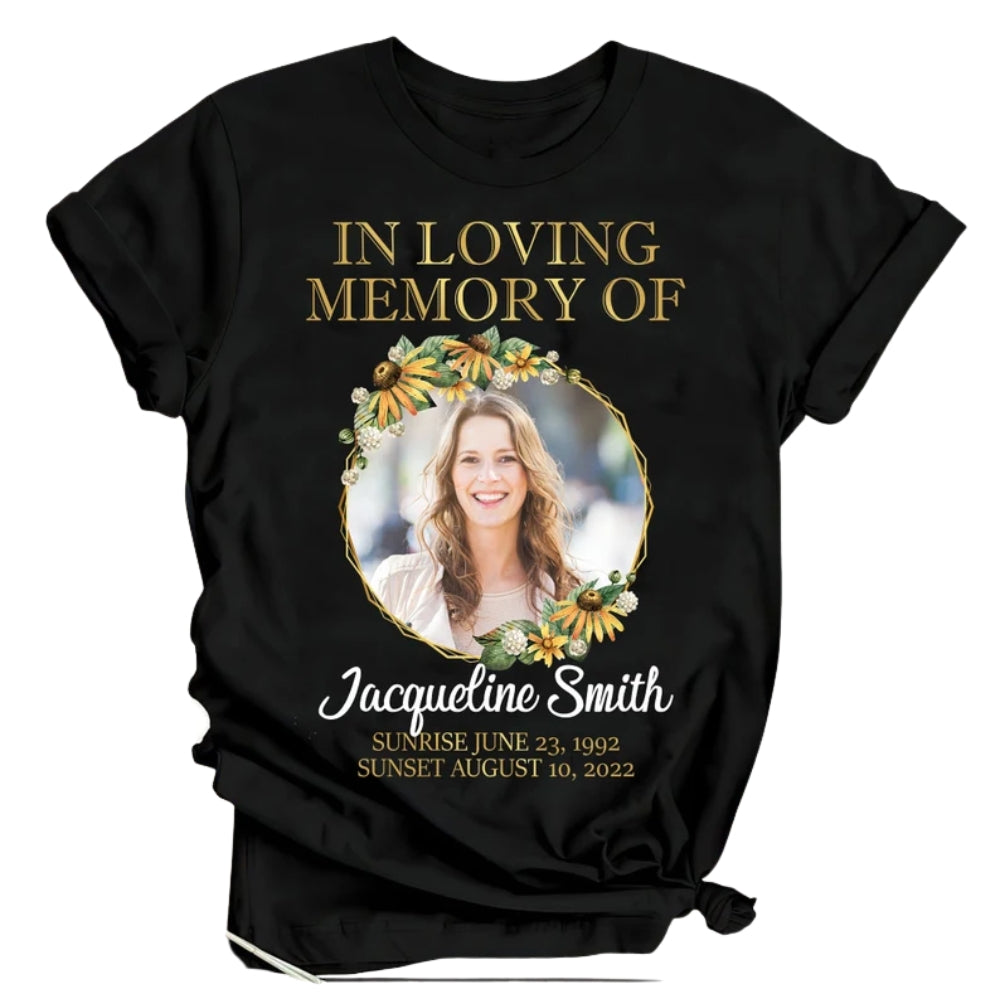 In Loving Memory Custom Photo Matching Funeral Family T Shirts, Custom Remembrance Matching Shirts For Family ET0596