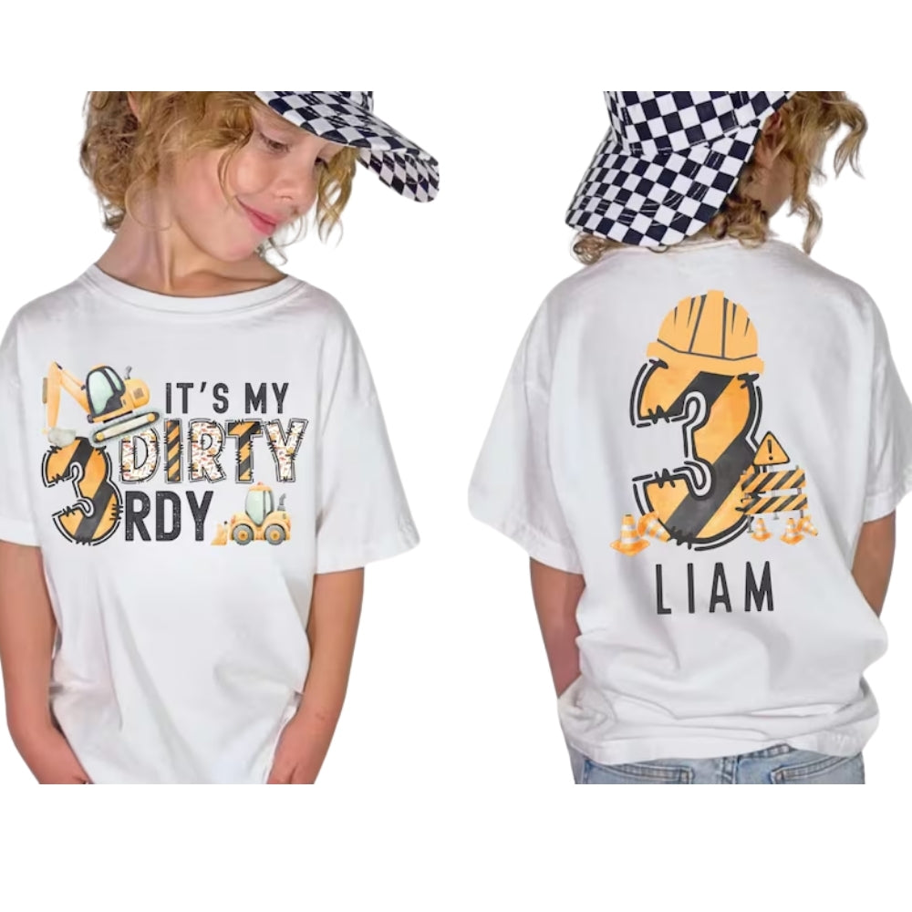 It's My Dirty 3rdy Matching Construction 3rd Birthday Family T Shirts, Tractor Third Birthday Matching Shirts For Family ET0327