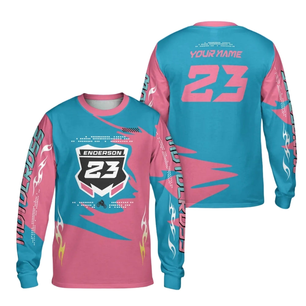 Custom Men's Long Sleeve Racing Dirt Bike Shirts Red Yellow, Custom Dirt Bike Shirts ME0052