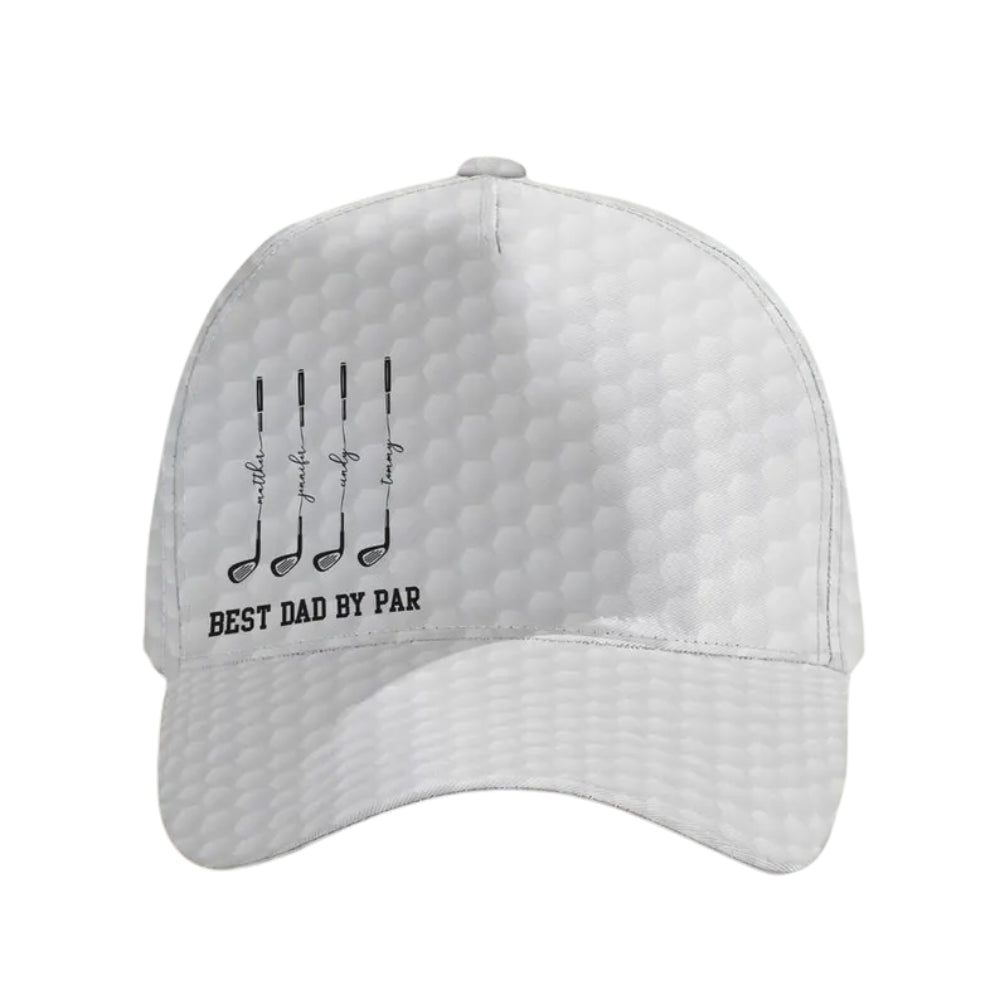 Best Dad By Par Custom Kid Name Golf Baseball Cap, Custom Father Day Golf Cap For Dad Grandpa CP0433