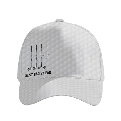 Best Dad By Par Custom Kid Name Golf Baseball Cap, Custom Father Day Golf Cap For Dad Grandpa CP0433