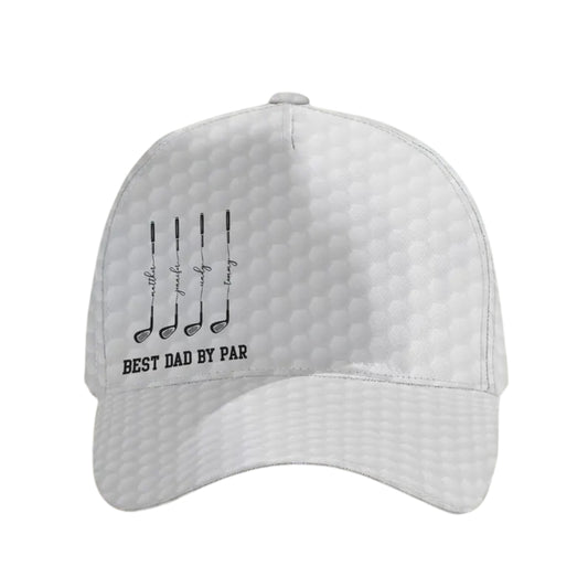 Best Dad By Par Custom Kid Name Golf Baseball Cap, Custom Father Day Golf Cap For Dad Grandpa CP0433