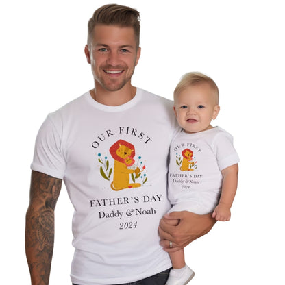 Our First Father's Day Personalized Daddy And Baby Crocodile Matching T Shirts, Custom First Father's Day Matching Shirts ET0918