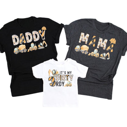 It's My Dirty 3rdy Matching Construction 3rd Birthday Family T Shirts, Tractor Third Birthday Matching Shirts For Family ET0327