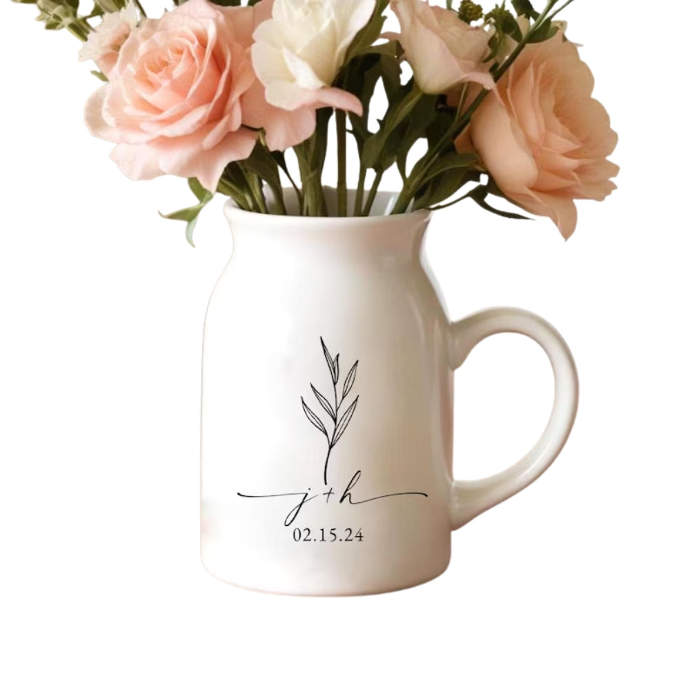 Personalized Wedding Flower Vase, Custom Engagement Bridal Shower Wedding Flower Vase WD0032