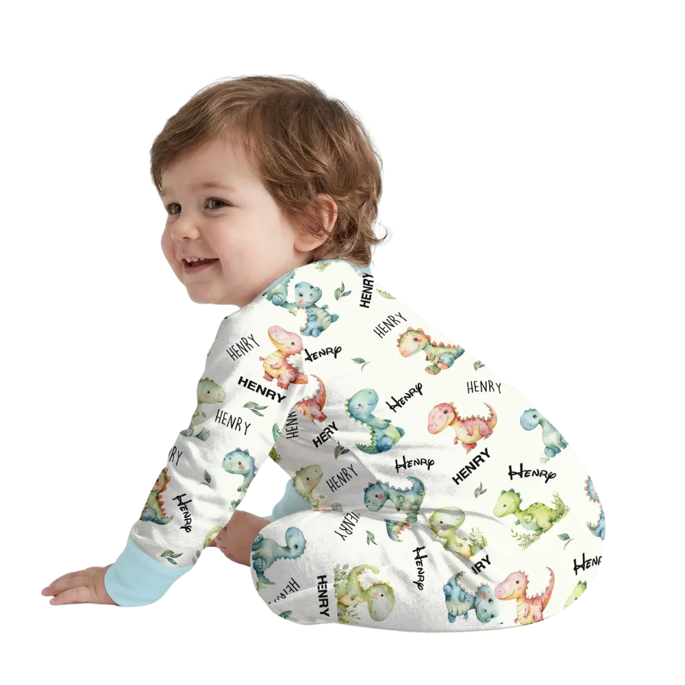Dinosaur Custom Name Baby Romper Convertible Zipper Romper, Personalized Dinosaur Convertible Romper For Baby BB0646