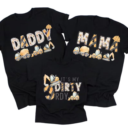 It's My Dirty 3rdy Matching Construction 3rd Birthday Family T Shirts, Tractor Third Birthday Matching Shirts For Family ET0327