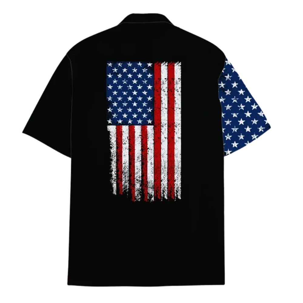 American Flag Skull Hawaiian Shirt Men Women, Patriotic Skull Hawaiian Shirts HE0316