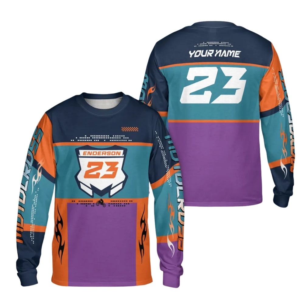 Custom Men's Long Sleeve Racing Dirt Bike Shirts Red Yellow, Custom Dirt Bike Shirts ME0052