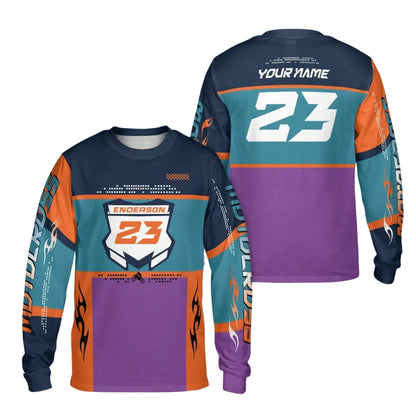 Custom Men's Long Sleeve Racing Dirt Bike Shirts Red Yellow, Custom Dirt Bike Shirts ME0052