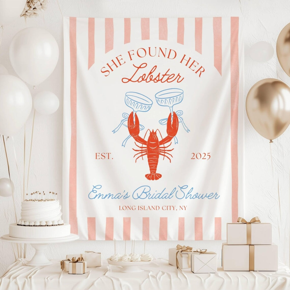 She Found Her Lobster Custom Nautical Bacherlortte Banner, Custom Beach Bachelorette Party Banner WD0465