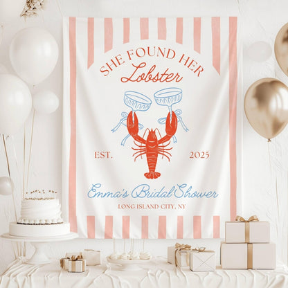 She Found Her Lobster Custom Nautical Bacherlortte Banner, Custom Beach Bachelorette Party Banner WD0465