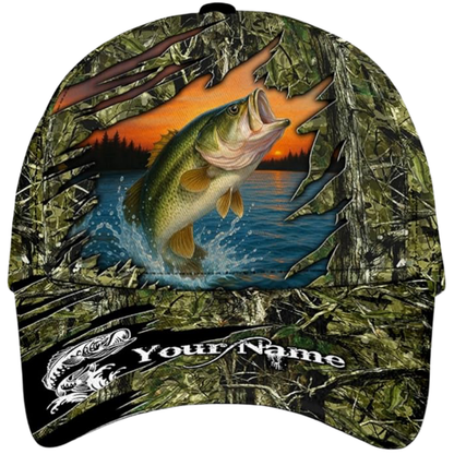 Custom Camo Fishing Baseball Cap, Custom Fishing Lovers Caps Hats CP0528