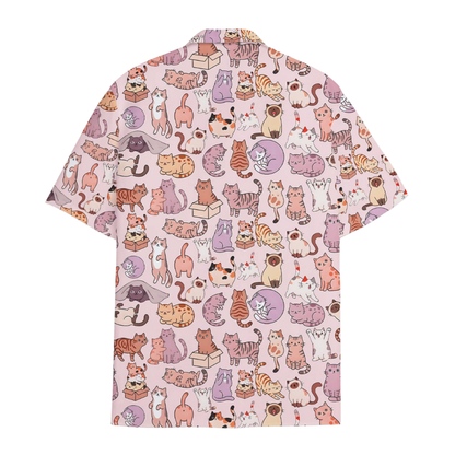 Cute Cat Pink Hawaiian Shirt For Men Women, Cat Lover Hawaiian Shirt HE0530