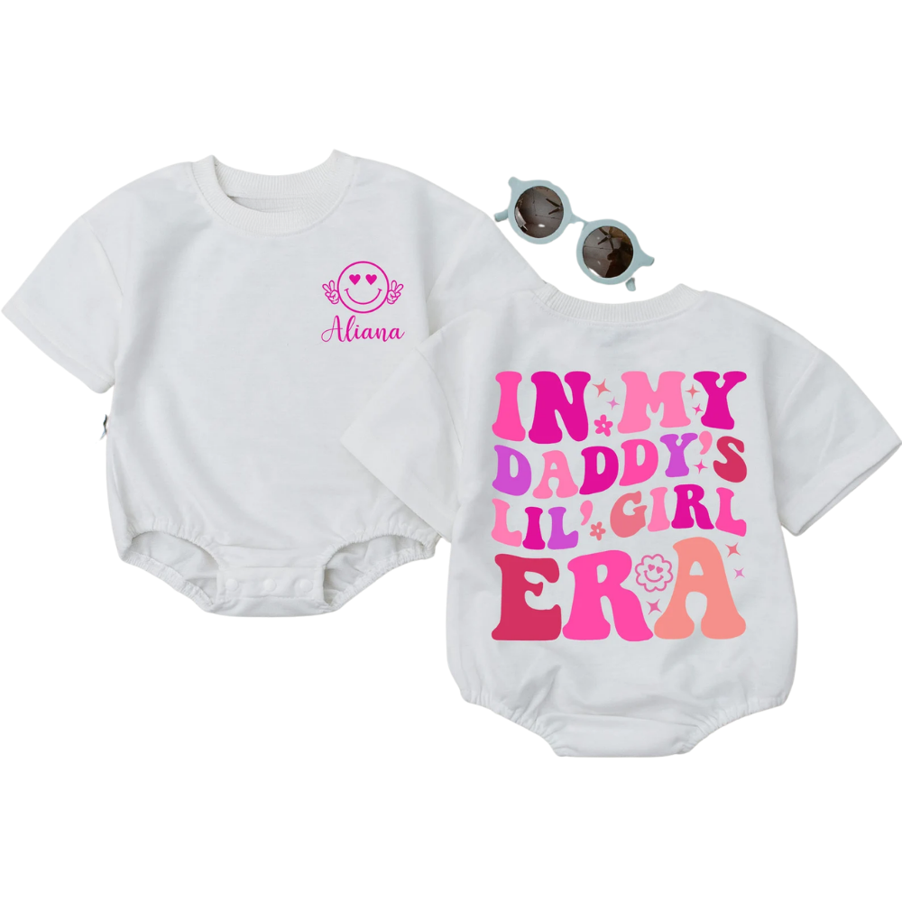 In My Daddy's Lil' Girl Era Custom Name Baby T Shirt Romper, Custom Baby Girl Romper For Father BB0058