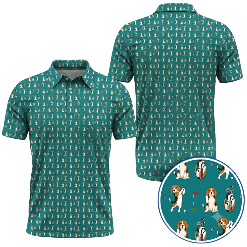 Beagle Pattern Golf Polo Shirt For Men, Beagle Golf Shirts GZ0387