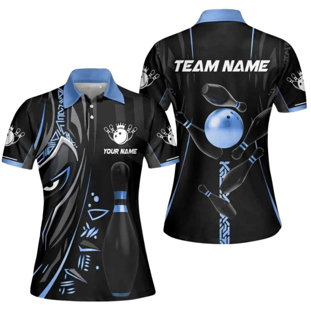 Custom Panther Tribal Women's Bowling Polo Shirt, Custom Tribal Bowling Team Shirt Ladies BZ0925