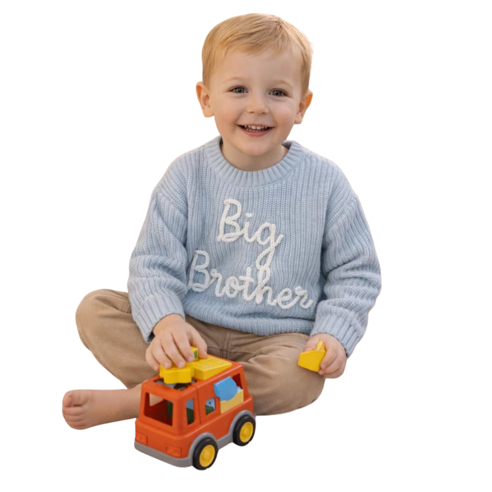 Big Brother Baby Embroidered Knit Sweater, Brother Knitted Sweatshirt For Baby BB0131