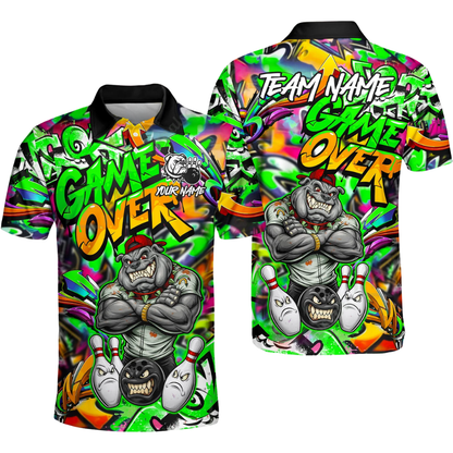 Custom Bulldog Graffiti Bowling Mens Polo Shirt, Custom Bulldog Bowling Team Shirts BZ0521