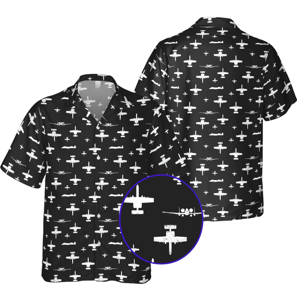 A-10 Thunderbolt Pattern Aircraft Hawaiian Shirt Men, A-10 Thunderbolt Lover Hawaiian Shirt HE0371