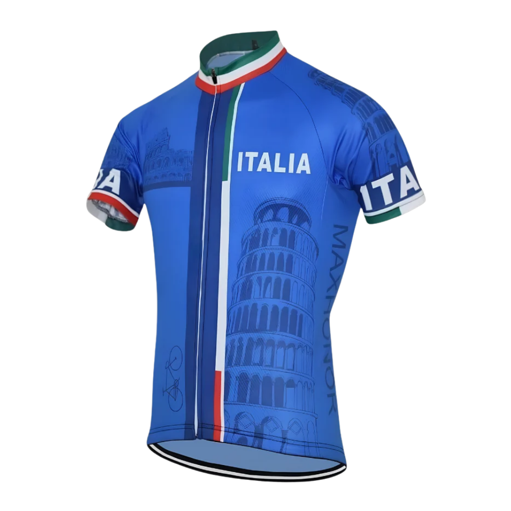 Men's Blue Itali Cycling Short Sleeve Jersey, Itali Cycling Jersey CG0835