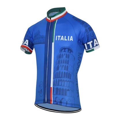 Men's Blue Itali Cycling Short Sleeve Jersey, Itali Cycling Jersey CG0835