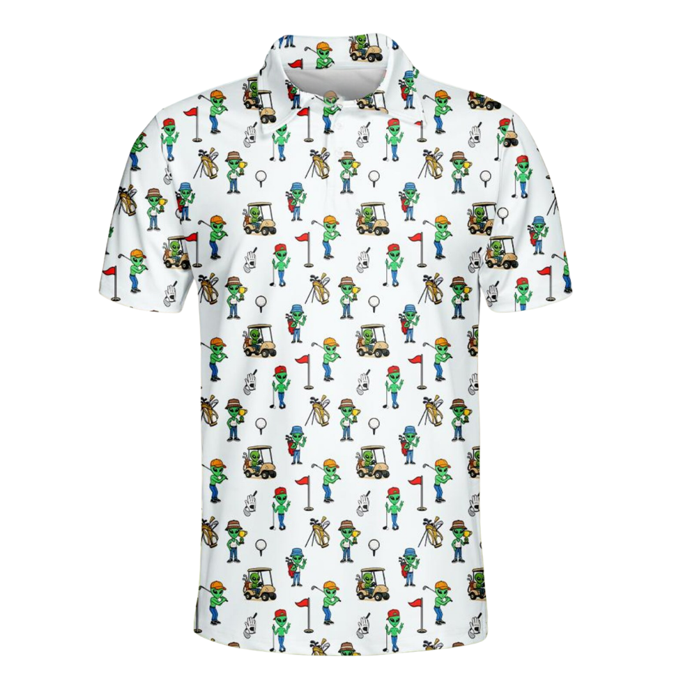 Funny Alien Golf Polo Shirt For Men, Alien Lover Golf Shirts GE0564