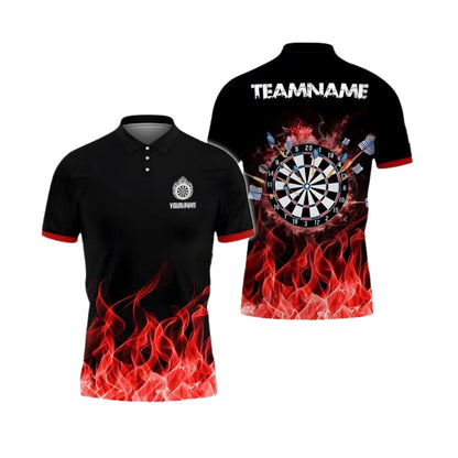 Custom Purple Flame Darts Men Polo Shirt, Custom Flame Darts Team Shirts DE0012