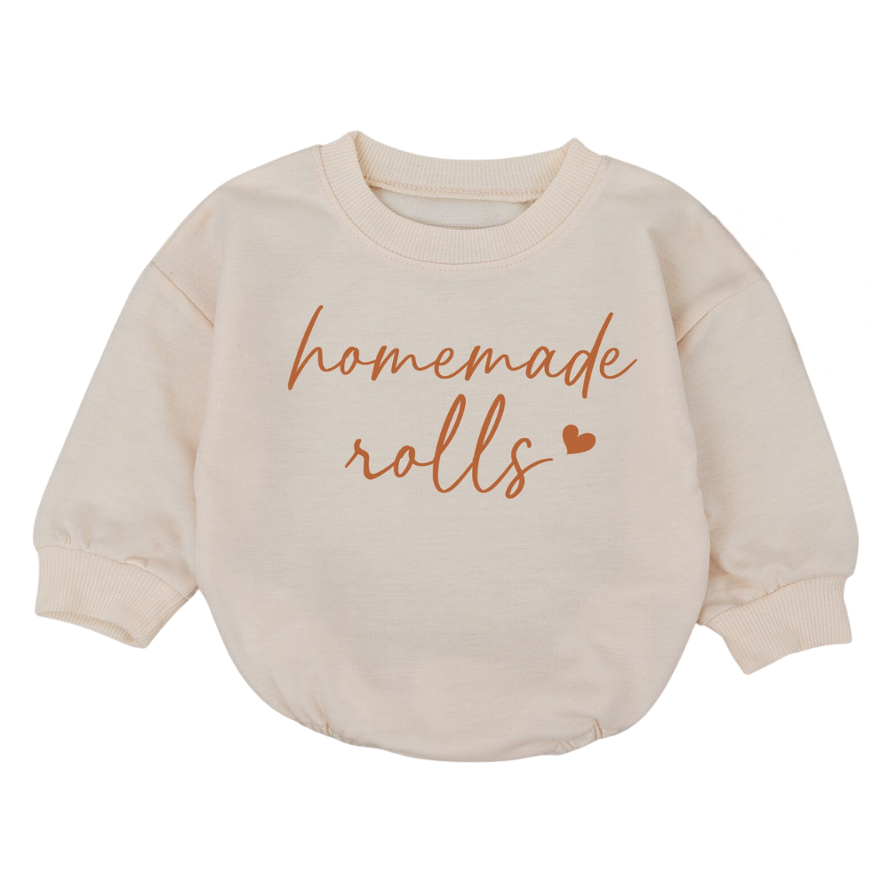 Homemade Rolls Baby Romper Sweatshirt, Funny Thanksgiving Baby Romper Sweatshirt BB0078
