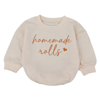 Homemade Rolls Baby Romper Sweatshirt, Funny Thanksgiving Baby Romper Sweatshirt BB0078