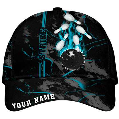 Personalized Strike Bowling Baseball Cap, Custom Name Bowling Cap Hat 3D Printed CP0615
