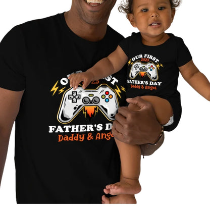 Our First Father's Day Baseball Matching T Shirts For Dad Son, Custom Baseball Matching 1st Father's Day Shirts ET1009