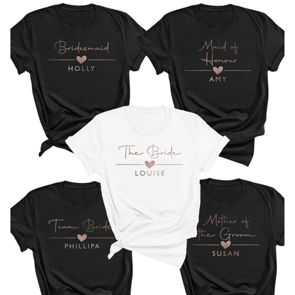 Personalized Name Bridal Shower Matching T Shirts For Bridesmaid Team Bride, Custom Bridal Party Matching Shirts ET1029