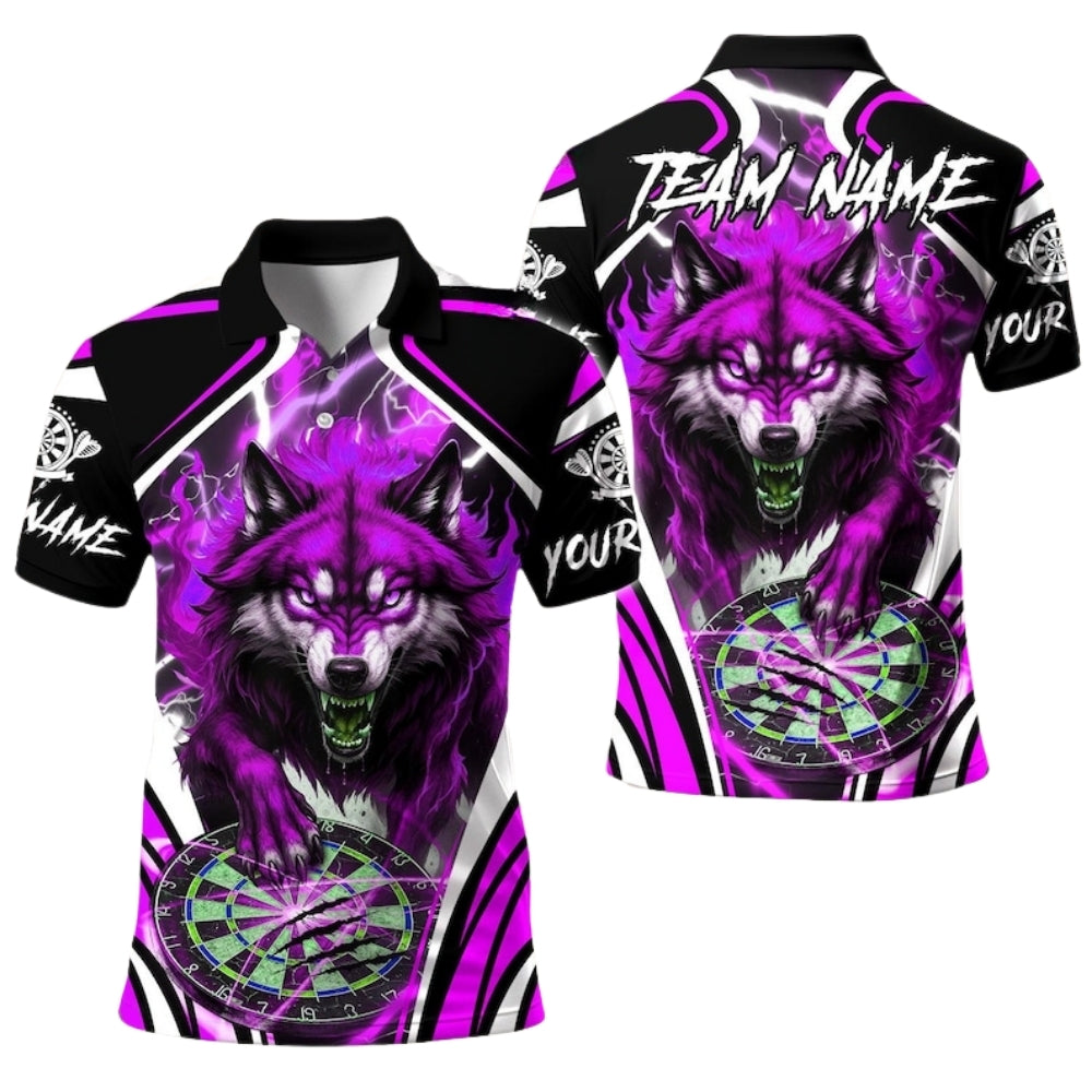 Custom Wolf Thunder Blue Dart Polo Shirt Men, Custom Wolf Team Darts Shirts DE0093