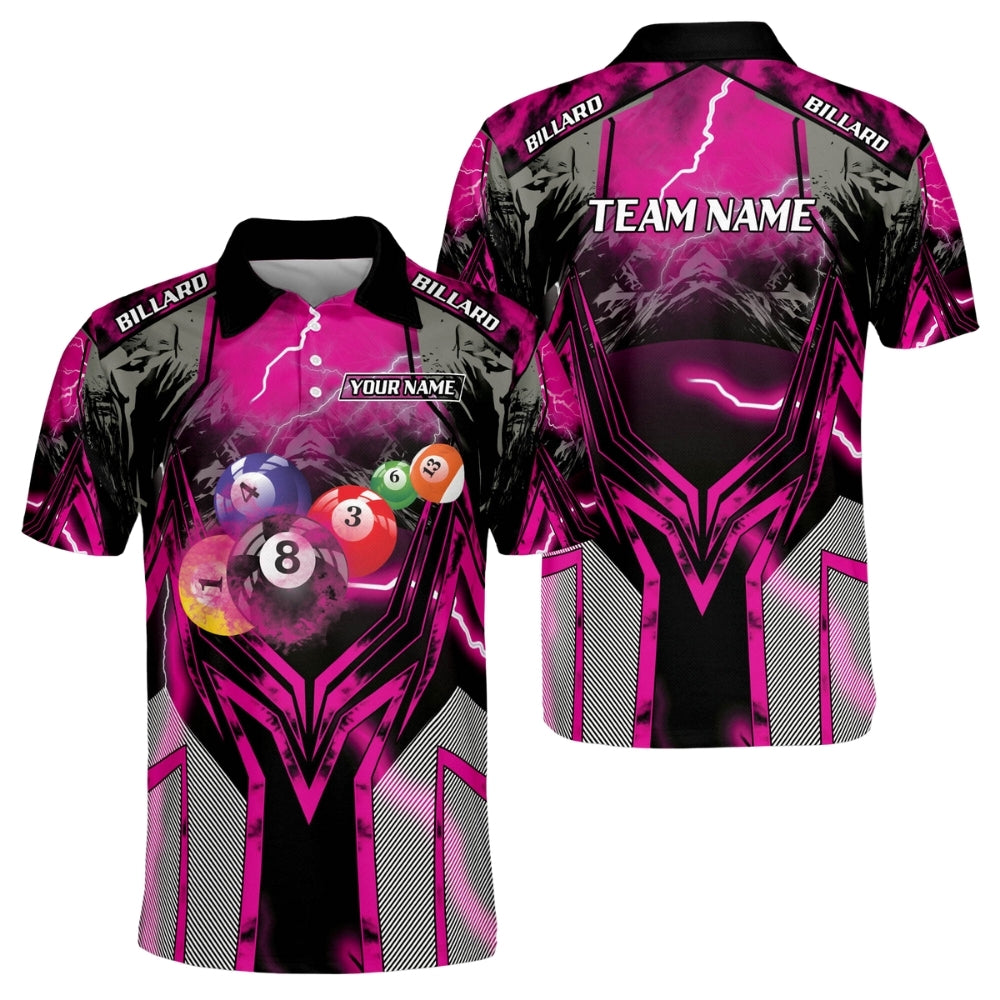 Custom Lighting Thunder Billiard Men Polo Shirts, Custom Pool Billiard Team Shirts BIZ0158