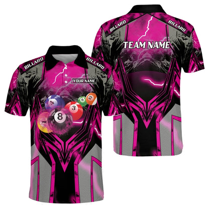 Custom Lighting Thunder Billiard Men Polo Shirts, Custom Pool Billiard Team Shirts BIZ0158