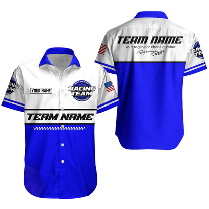 Custom Racing Team Work Hawaiian Shirt Mens, Personalized Mechanic Racing Uniforms HE0680