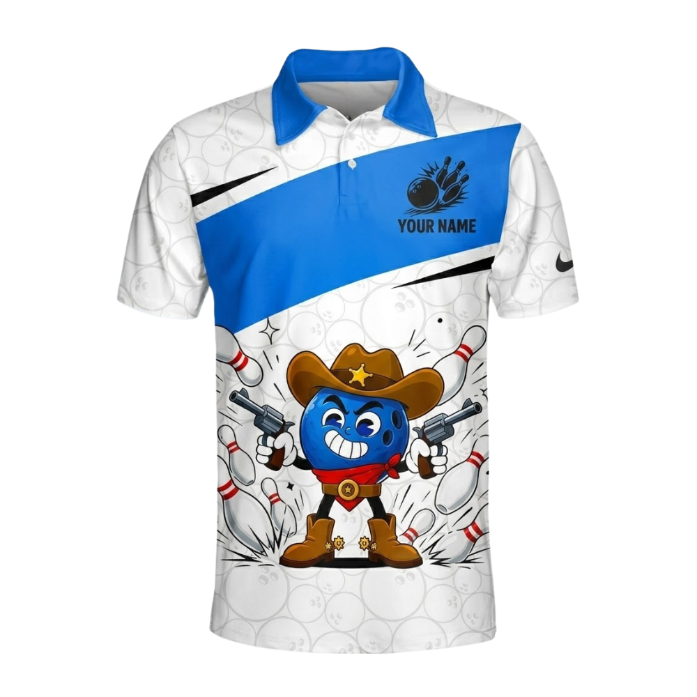 Custom Cowboy Ball Bowling Polo Shirt For Men, Custom Western Bowling Shirts Team BZ0776