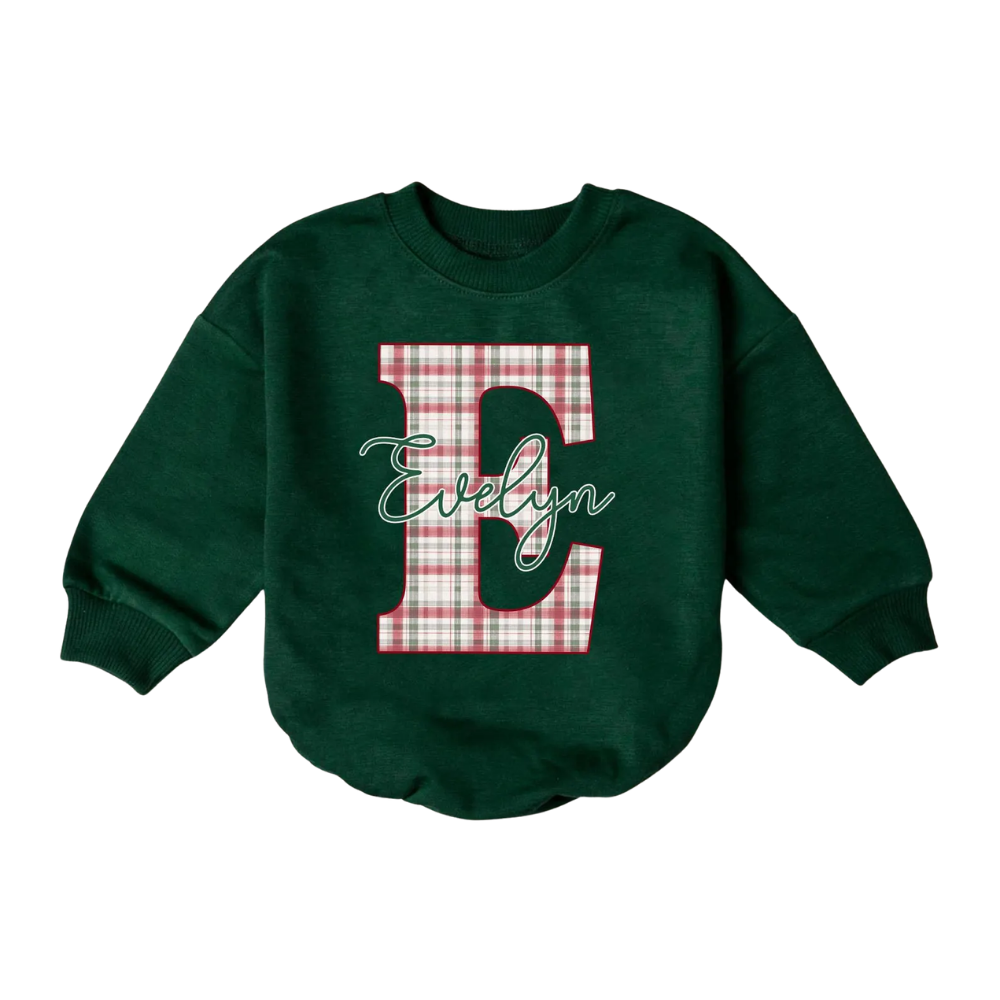 Custom Name Christmas Baby Romper Sweatshirt, Christmas Romper Sweatshirt For Baby BB0030