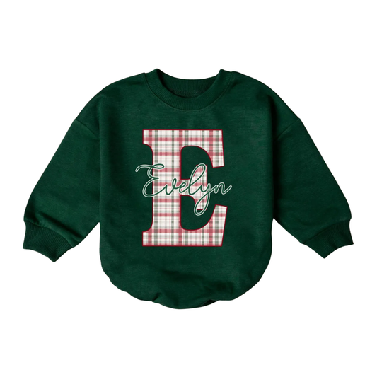 Custom Name Christmas Baby Romper Sweatshirt, Christmas Romper Sweatshirt For Baby BB0030