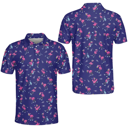 Men's Flamingo Funny Golf Polo Shirt, Flamingo Golf Shirts GE0593