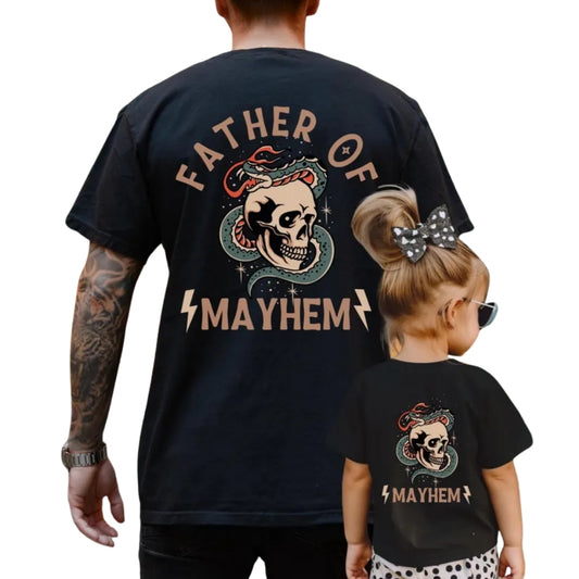 Father Of Mayhem Custom Skull Snake Matching Family T Shirts, Custom Cool Family Matching Shirts ET0226