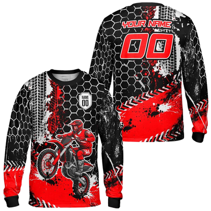 Custom Rider Blue Black Motocross Long Sleeve Mens Jersey, Custom Racing Dirt Bike Jerseys MZ0107