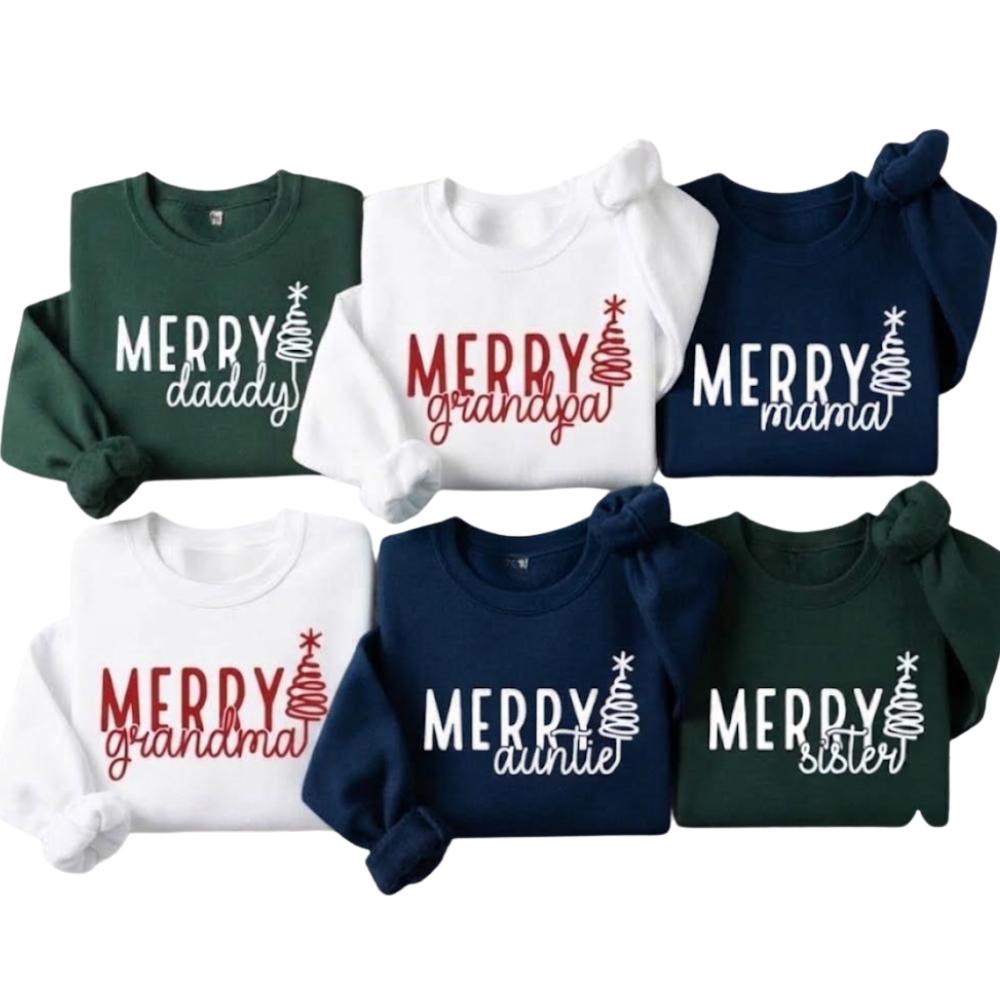 Custom Merry Family Matching Christmas Sweatshirt, Custom Christmas Family Sweater ET1691